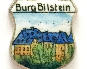 Burg Blistein - Germany - Vintage Enamel Souvenir Travel Shield Crest Bracelet Charm - 800 Silver