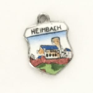 Heinbach Germany - Enamel Souvenir Travel Shield Bracelet Charm - 800 Silver