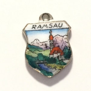 Ramsay Austria - Vintage Enamel Souvenir Travel Shield Bracelet Charm - 800 Silver