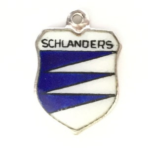 Schlanders Italy - Vintage Enamel Souvenir Travel Shield Bracelet Charm - 800 Silver