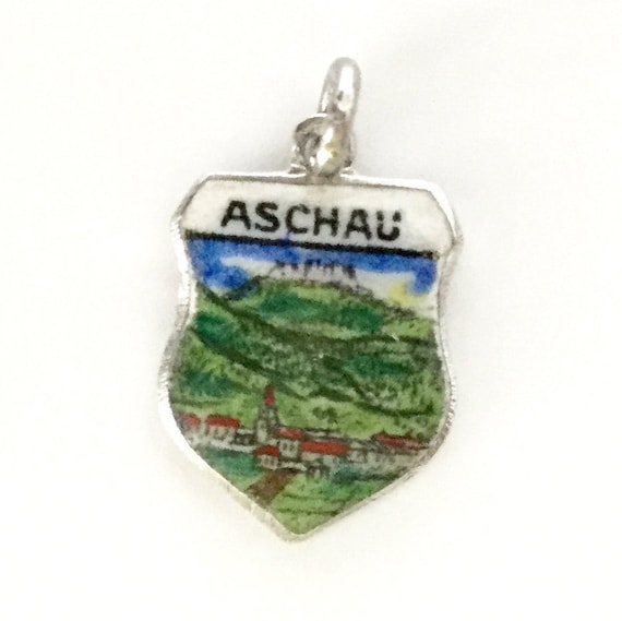 Aschau Germany - Vintage Enamel Souvenir Travel Sh