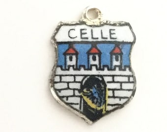 Celle Germany - Vintage Enamel Souvenir Travel Shield Bracelet Charm - 800 Silver