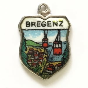 Bregenz Austria - Enamel Souvenir Travel Shield Bracelet Charm - 800 Silver