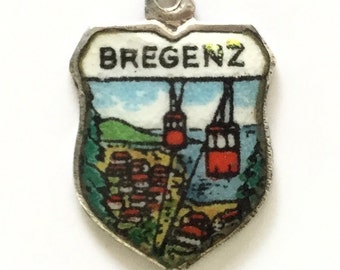 Bregenz Austria - Enamel Souvenir Travel Shield Bracelet Charm - 800 Silver