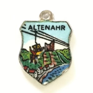 Altenahr Germany - Enamel Souvenir Travel Shield Bracelet Charm - 800 Silver