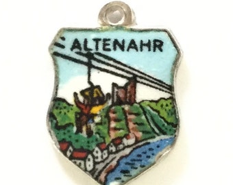 Altenahr Germany - Enamel Souvenir Travel Shield Bracelet Charm - 800 Silver