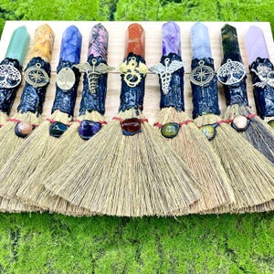 7.8" Natural Crystal Magic Broom Wand, Handmade Crystal Quartz Magic Scepter, Witch Wand, wizard wand, Home Decoration, Crystal gifts