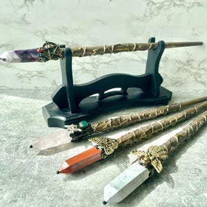 15" Crystal Magic Wand, Handmade Custom Wands, Natural Crystal Quartz Harry Wands, Witch Wand, Wizard Staff, Crystal Gifts for Harry Fans