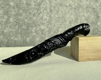 手作りクリスタルダガー彫刻、儀式用ナイフ置物、黒曜石ナイフ、天然クリスタルナイフ、風水保護ナイフ、室内装飾
