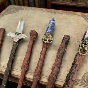 UPGRADED!! Rosewood Magic Wand, Handmade Natural Crystal Wand, Crystal Wooden Magic Scepter, Witch Wand, Wizard Staff, Custom Birthday Gifts image 9