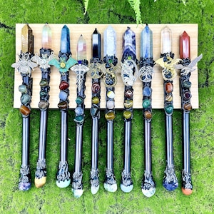 10.3" Natural Crystal Magic Wand, Handmade Custom Wands, Crystal Quartz Magic Scepter, Witch Wand, Wizard Staff, Crystal Personalized Gifts