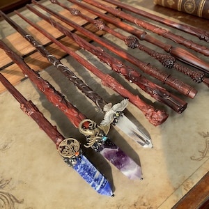 UPGRADED!! Rosewood Magic Wand, Handmade Natural Crystal Wand, Crystal Wooden Magic Scepter, Witch Wand, Wizard Staff, Custom Birthday Gifts image 3