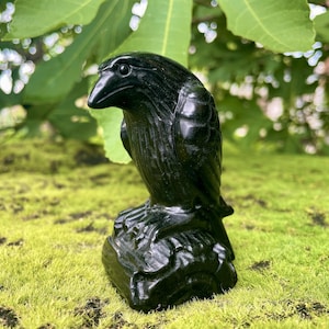 Figurines artisanales de corbeau en obsidienne, Statues de corbeau en cristal naturel, Décoration de corbeau en cristal de méditation, Sculpture en cristal curative, Cadeaux en cristal