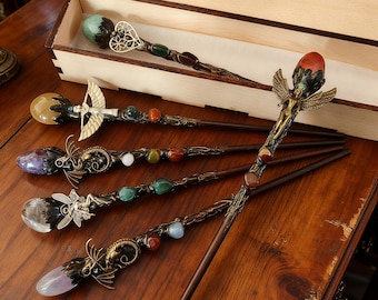 Benutzerdefinierte Kristall Zauberstäbe, handgemachte Kristallstäbe, Quarz Zauberzepter, Hexenstäbe, Zauberstäbe, Kristallzepter, Kristallgeschenke für Kinder