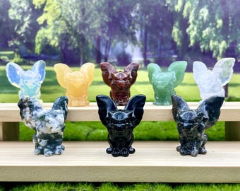 1.6'' Natural Crystal Gargoyle, Hand Carved Gargoyle Sculptures, Crystal Animals Figurines for Desk Decor, Crystal Gifts, Home Decoration