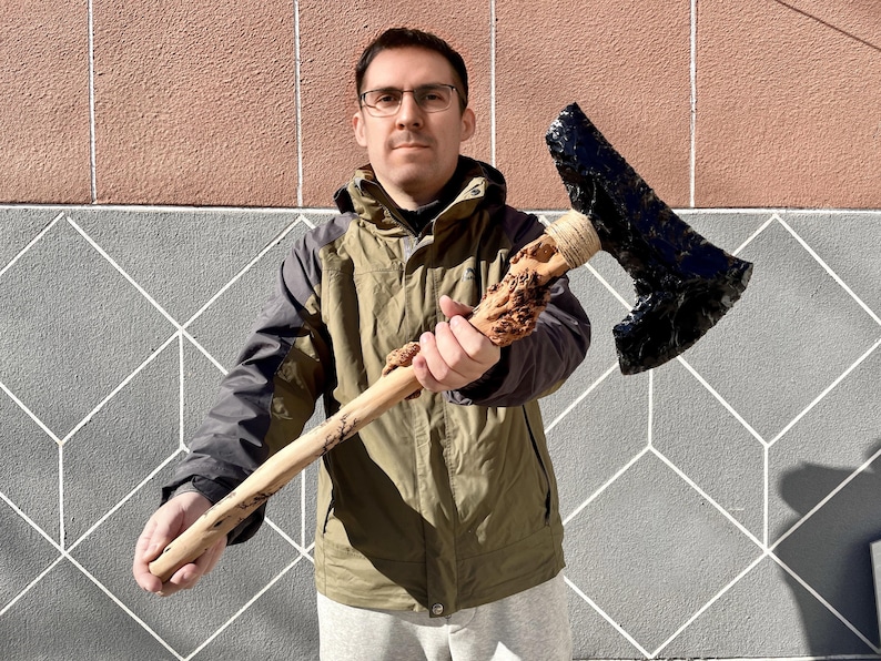 Handcrafted Obsidian Axe, Natural Crystal Axe for Witchcraft, Gothic ...