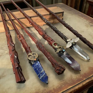 UPGRADED!! Rosewood Magic Wand, Handmade Natural Crystal Wand, Crystal Wooden Magic Scepter, Witch Wand, Wizard Staff, Custom Birthday Gifts image 10