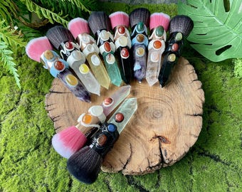 Crystal Makeup Brushes, Natural Gemstone Handle Beauty Tools, Healing Crystal Infused Brushes, Handmade Spiritual Makeup Accessories for her
