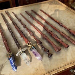UPGRADED!! Rosewood Magic Wand, Handmade Natural Crystal Wand, Crystal Wooden Magic Scepter, Witch Wand, Wizard Staff, Custom Birthday Gifts image 6