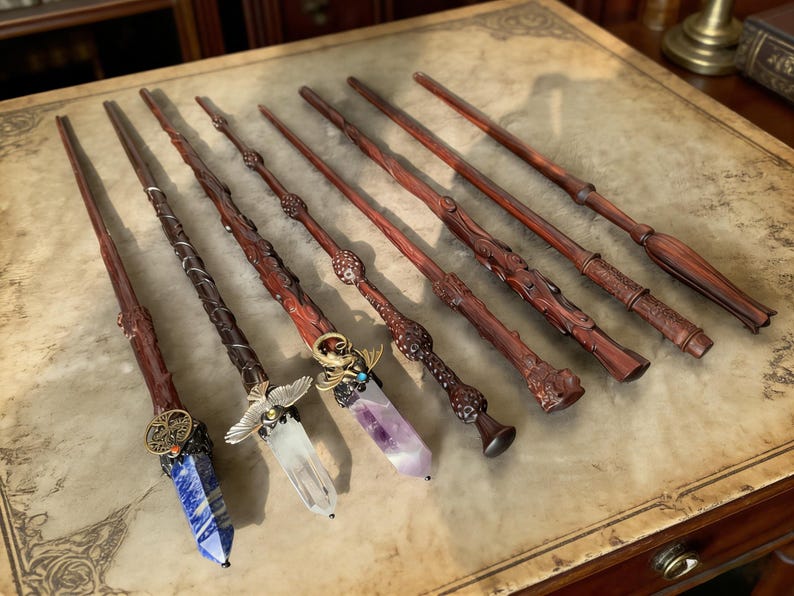 UPGRADED!! Rosewood Magic Wand, Handmade Natural Crystal Wand, Crystal Wooden Magic Scepter, Witch Wand, Wizard Staff, Custom Birthday Gifts image 6