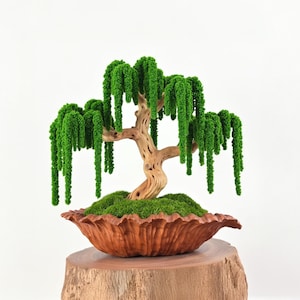 Preserved bonsai moss art in pot handmade natural driftwood bonsai tree indoor for room decor