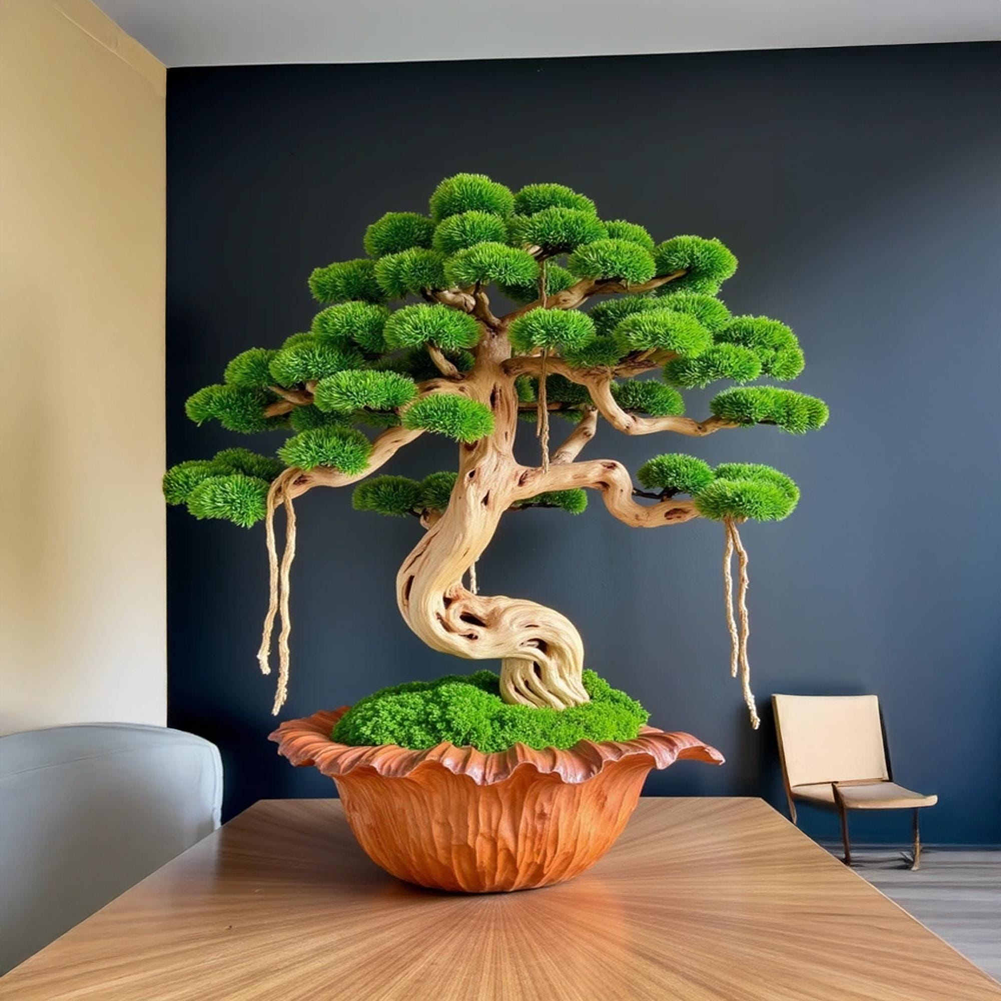 Preserved Bonsai Driftwood Moos Tree Sculpture Handmade