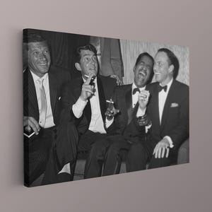 The Rat Pack Canvas - Dean Martin, Sammy Davis Jr. and Frank Sinatra C. 1961 - Black & White, Vintage celebrities, Old Hollywood Glam