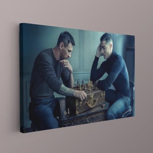 Messi & Ronaldo Chess Canvas Poster, Football Legends Canvas, Soccer Player Poster, Football Wall Art, Sport Home, Soccer Legends Iconic