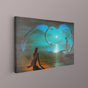 Tela Wings Of Love, stampa d'arte di Stephen Pearson, grado della Galleria Giclee, arte della parete fantasy su carta o tela, decorazione della parete d'amore