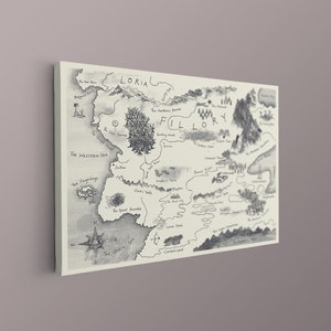 De kaart van de tovenaars canvas poster, kaart van Fillory, Quentin Coldwater kaart scroll door Land of Scrolls, kaart The Magician King, Fillory en verder