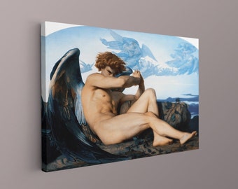 Fallen Angel Canvas Print (1847), Alexandre Cabanel Art Canvas, Giclee Wall Art Canvas Print, Fallen Angel Wall Art, Home Wall Art