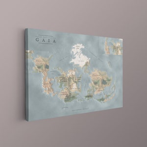 Gaia Map Canvas, Gaia World Map aus Final Fantasy VII - Game World Map - Final Fantasy 7 - Gamer Fan Geschenk, Final Fantasy Gaia Map Print