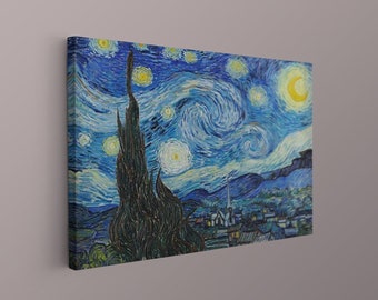 Starry Night Canvas by Vincent Van Gogh, Printable Famous Art Prints,Van Gogh Print, Vintage Painting Wall Decor, Fine Art, Van Gogh Art