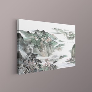 Chinese Landscape Canvas, Watercolor Painting, Chinese Canvas Art, Chinese Art Poster, Home Wall Art, Boating Zhu Meicun Fine Art Print