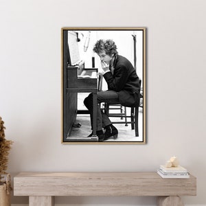 Póster enmarcado de Bob Dylan Canvas, Letras de Bob Dylan, Blowin' in the Wind 1960s 1970s Music Print, Música folklórica americana, Bob Dylan Fan Gift