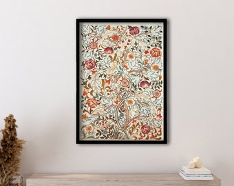 Framed Botanical Textile Canvas, by William Morris, Vintage Botanical Art, Botanical Textile Art, Large Wall Art, William Morris Art Decor