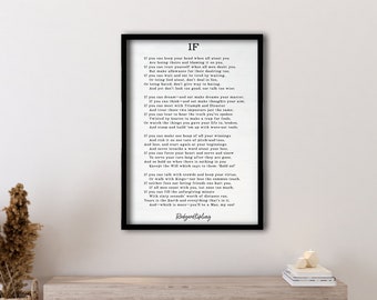 Framed If Poem Canvas | Rudyard Kipling's Poem Graduation Gifts for Son | If Poem Framed | If Rudyard Kipling Print, Motivational Art