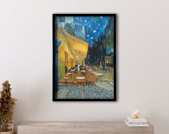 Framed Cafe Terrace at Night - Vincent Van Gogh,Artwork Canvas Print,Vintage Painting Wall Decor, Fine Art Print, Stunning Framed Art Canvas