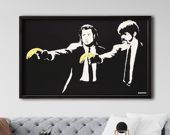 Banksy canvas print, Pulp Fiction Bananas, Giclee Print on