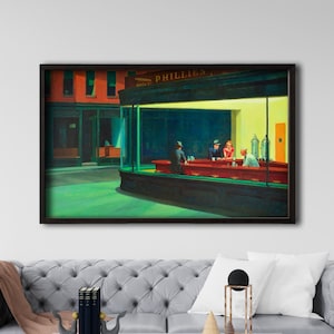 Framed Edward Hopper Nighthawks, Exhibition Poster, Edward Hopper Print, Art Masterpiece, Modern Art, Famous Painting, American Wall Art