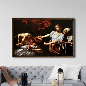 Framed Judith Beheading Holofernes Canvas Reproduction Print, 1602 Caravaggio Canvas, Caravaggio Art Print, Home Wall Decor