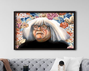 Framed Frank Poster, Danny DeVito Floral Art, Art Print, It's Always Sunny In Philadelphia, Floral Painting, Ango Gobloggian, Funny Art