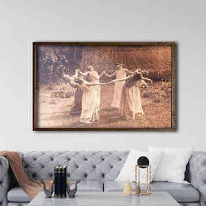Framed Dancing Witches Art, Vintage Photography, The Circle of Dancing Witches Print, Dark Occult Poster, Gothic Art, Witchcraft, Witch Art