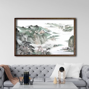 Framed Chinese Landscape, Watercolor Painting, Chinese Canvas Art, Chinese Art Poster, Home Wall Art, Boating Zhu Meicun Fine Art Print