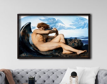 Framed Fallen Angel Canvas Print (1847), Alexandre Cabanel Art Canvas, Giclee Wall Art Canvas Print, Fallen Angel Wall Art, Home Wall Art
