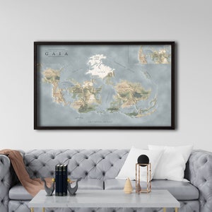 Ingelijste Gaia-kaart, Gaia-wereldkaart uit Final Fantasy VII - wereldkaart game - Final Fantasy 7 - cadeau gamers fan, Final Fantasy Gaia-kaart afdrukken