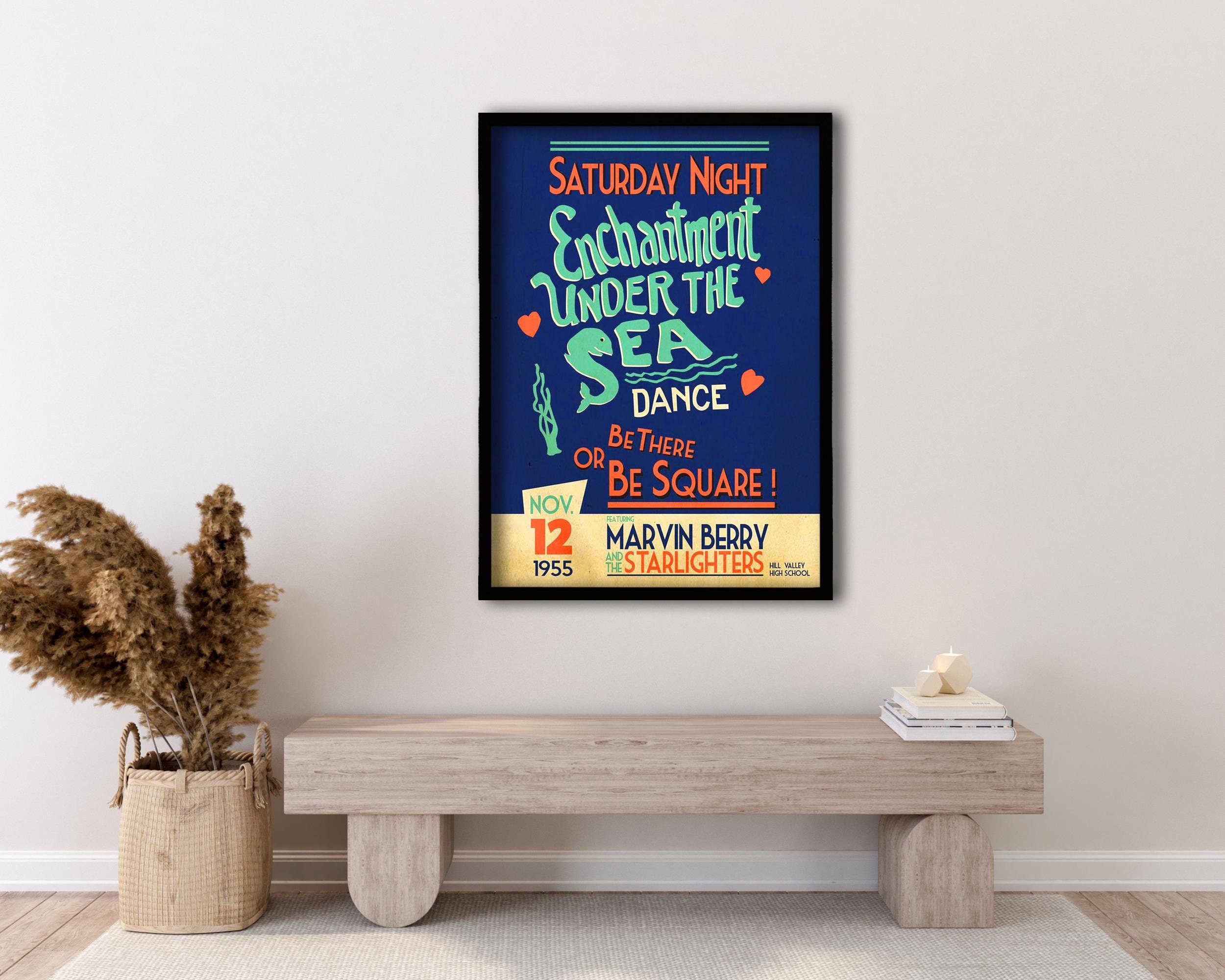 Póster enmarcado de la película El baile bajo el mar de Regreso al futuro, Marty McFly, George McFly, Lorraine Baines-McFly, decoración de sala de cine