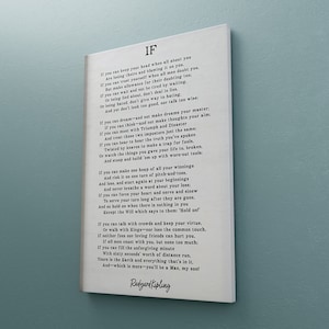 If Poem Canvas | Rudyard Kipling&#39;s Poem Graduation Gifts for Son | If Poem Framed | If Rudyard Kipling Print, Motivational Art