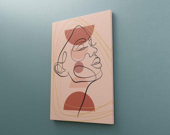 Frau Linie Kunst Leinwand, Mid Century Wand Linie Kunst, Wand Kunst Abstrakt Boho Kunstdruck, Wohnzimmer Druck, Abstrakt Minimalistisch, Boho Wandkunst