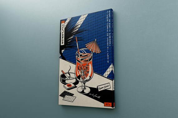 Japanese Cocktail Poster | 90s Pop Art Style Wall Print | French
